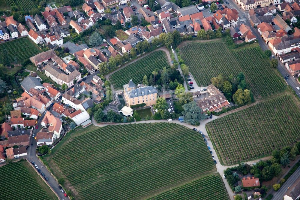 Edesheim aus der Vogelperspektive: Gebäudekomplex der Hotelanlage Hotel Schloß Edesheim, Privathotels Dr. Lohbeck GmbH & Co. KG in Edesheim im Bundesland Rheinland-Pfalz