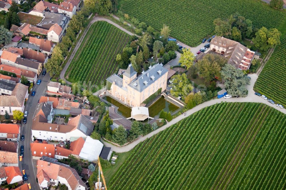 Luftaufnahme Edesheim - Gebäudekomplex der Hotelanlage Hotel Schloß Edesheim, Privathotels Dr. Lohbeck GmbH & Co. KG in Edesheim im Bundesland Rheinland-Pfalz