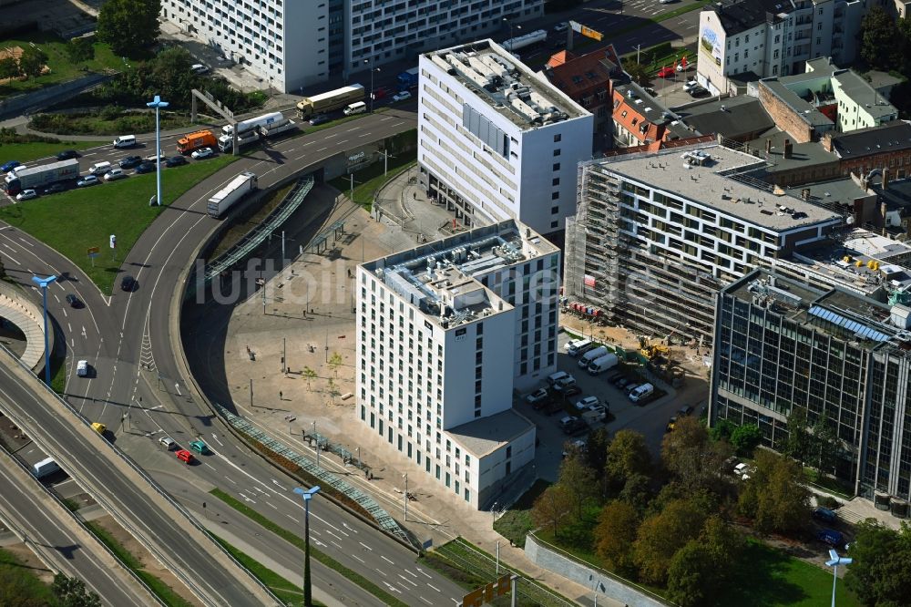 Halle (Saale) aus der Vogelperspektive: Gebäudekomplex der Hotelanlage the niu Ridge in Halle (Saale) im Bundesland Sachsen-Anhalt, Deutschland