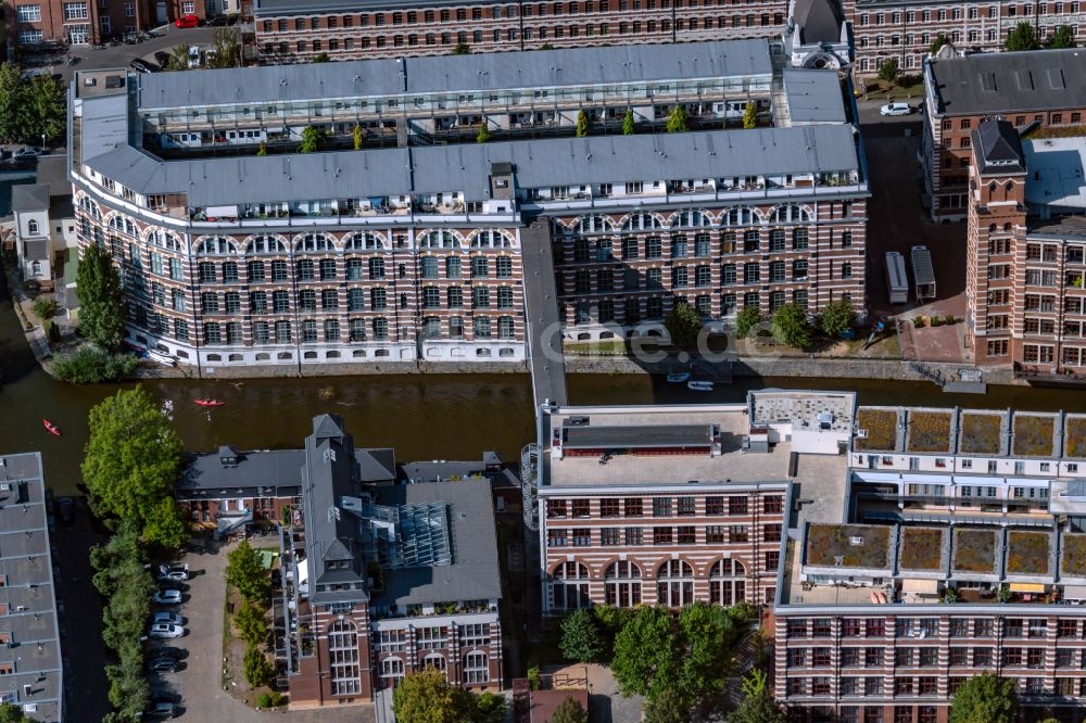 Luftbild Leipzig - Gebäudekomplex der Hotelanlage TRINOM Business Apartments, Elster Lofts im Büro- und Geschäftshausviertel an der Nonnenstraße im Ortsteil Plagwitz in Leipzig im Bundesland Sachsen