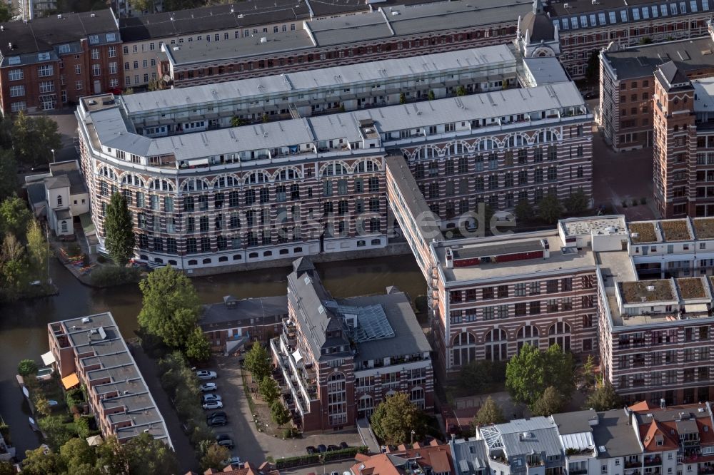 Luftbild Leipzig - Gebäudekomplex der Hotelanlage TRINOM Business Apartments, Elster Lofts an der Nonnenstraße im Ortsteil Plagwitz in Leipzig im Bundesland Sachsen