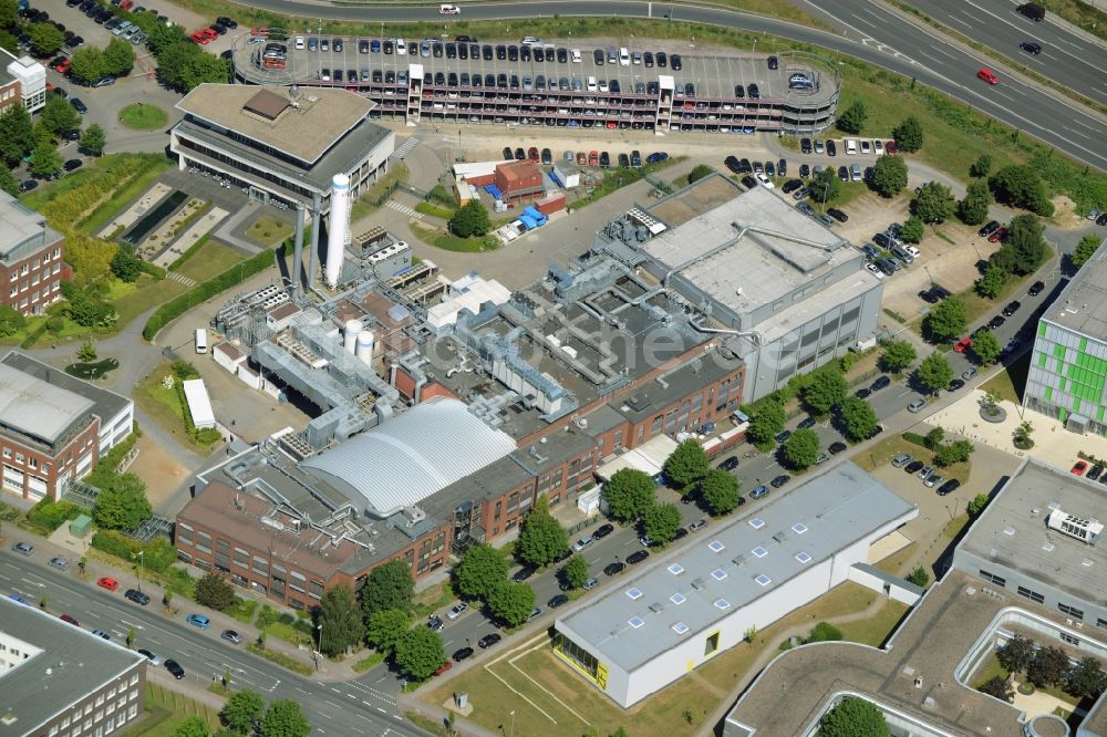 Dortmund aus der Vogelperspektive: Gebäudekomplex des Institut Fraunhofer-Institut für Materialfluß und Logistik in Dortmund im Bundesland Nordrhein-Westfalen