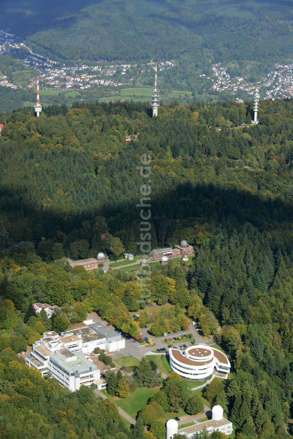 Heidelberg aus der Vogelperspektive: Gebäudekomplex des Institut Haus der Astronomie im Max-Planck-Institut für Astronomie in Heidelberg im Bundesland Baden-Württemberg