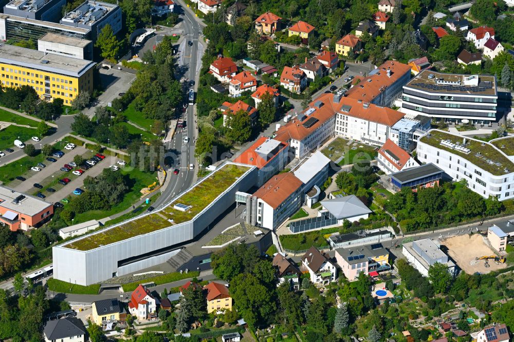 Jena aus der Vogelperspektive: Gebäudekomplex des Institut Leibniz-Institut für Alternsforschung - Fritz-Lipmann- Institut e.V. in Jena im Bundesland Thüringen, Deutschland