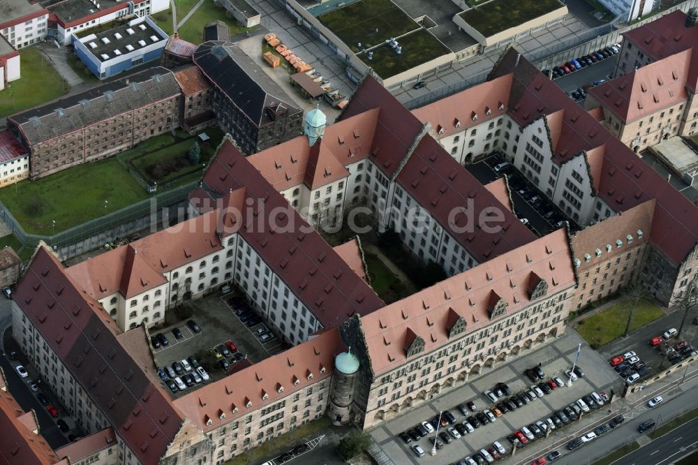 Nürnberg von oben - Gebäudekomplex des Justizpalast an der Fürther Straße - Gericht in in Nürnberg im Bundesland Bayern