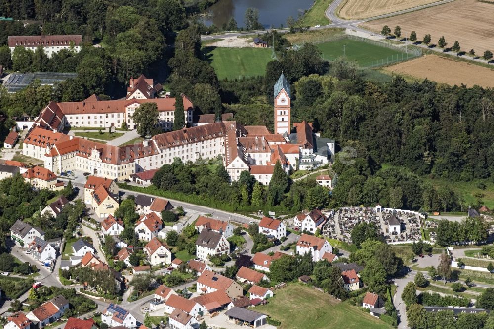 Scheyern aus der Vogelperspektive: Gebäudekomplex des Klosters in Scheyern im Bundesland Bayern, Deutschland