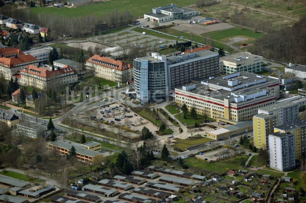 Chemnitz von oben - Gebäudekomplex des Krankenhauses Klinikum Chemnitz im Bundesland Sachsen