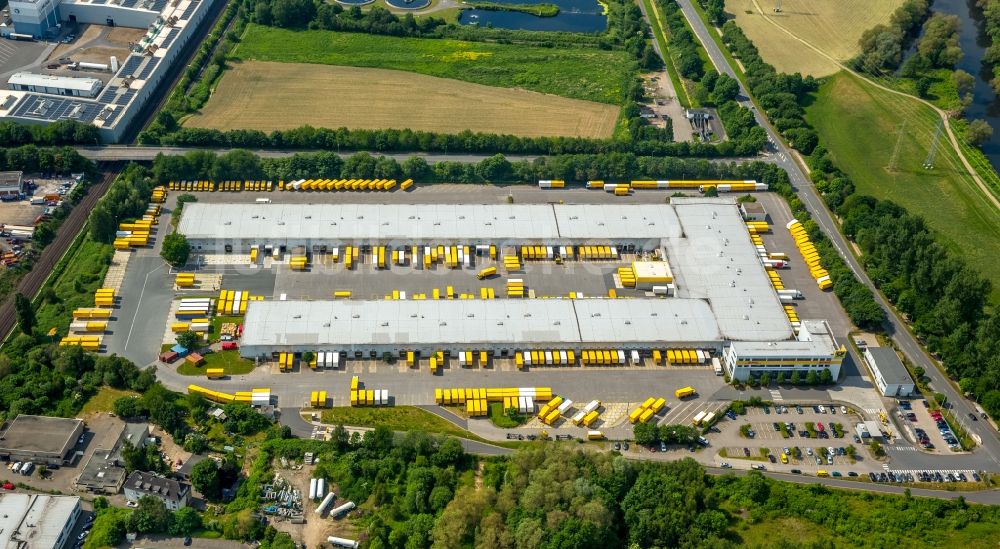 Luftbild Hagen - Gebäudekomplex und Logistikzentrum auf dem Gelände DHL International GmbH in Hagen im Bundesland Nordrhein-Westfalen, Deutschland