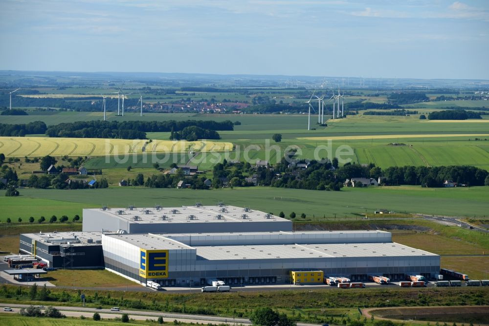 Luftaufnahme Striegistal - Gebäudekomplex und Logistikzentrum auf dem Gelände EDEKA Zentrallager S34 in Striegistal im Bundesland Sachsen, Deutschland