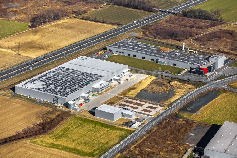 Luftbild Bönen - Gebäudekomplex und Logistikzentrum auf dem Gelände an der Edisonstraße in Bönen im Bundesland Nordrhein-Westfalen, Deutschland