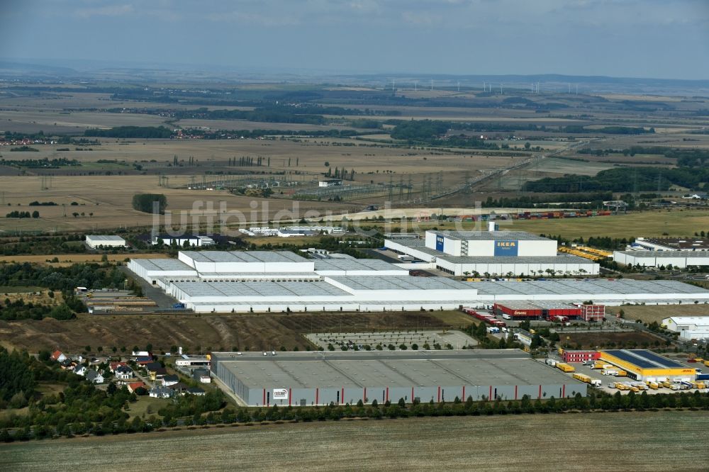 Luftbild Erfurt - Gebäudekomplex und Logistikzentrum auf dem Gelände des IKEA Distribution - Zentrallager In der Langen Else in Erfurt im Bundesland Thüringen