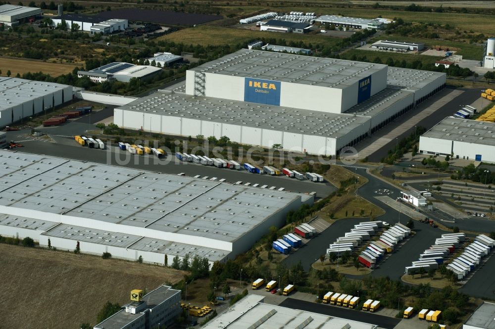 Luftbild Erfurt - Gebäudekomplex und Logistikzentrum auf dem Gelände des IKEA Distribution - Zentrallager In der Langen Else in Erfurt im Bundesland Thüringen