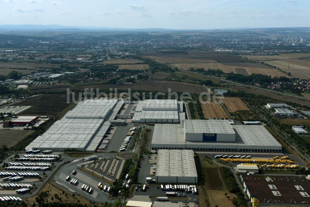 Luftbild Erfurt - Gebäudekomplex und Logistikzentrum auf dem Gelände des IKEA Distribution - Zentrallager In der Langen Else in Erfurt im Bundesland Thüringen