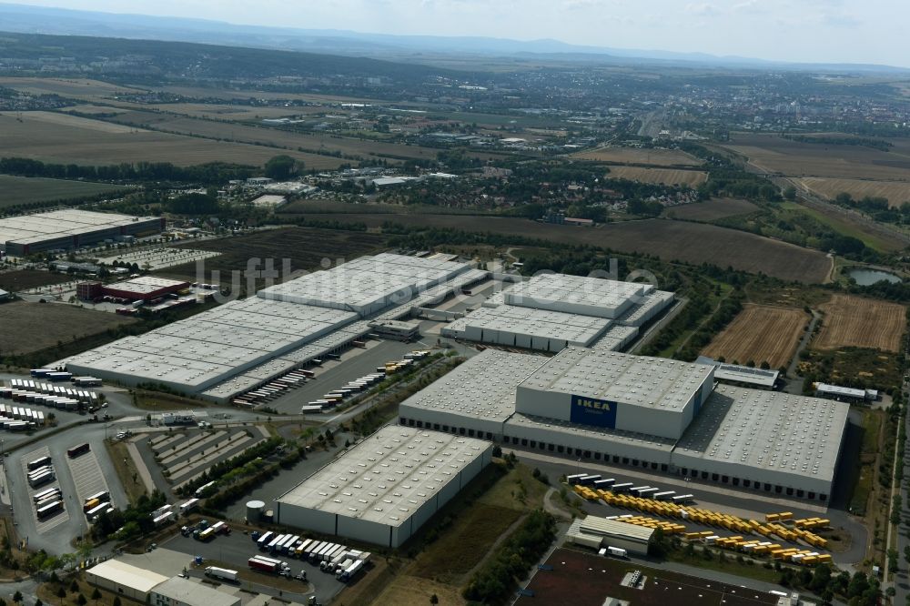 Luftbild Erfurt - Gebäudekomplex und Logistikzentrum auf dem Gelände des IKEA Distribution - Zentrallager In der Langen Else in Erfurt im Bundesland Thüringen