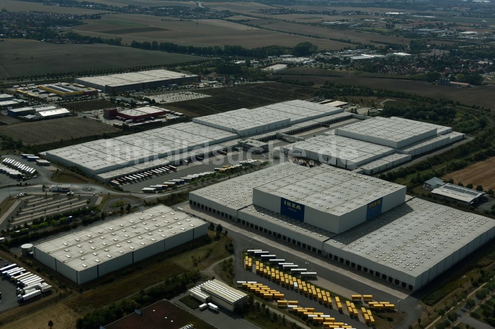 Luftbild Erfurt - Gebäudekomplex und Logistikzentrum auf dem Gelände des IKEA Distribution - Zentrallager In der Langen Else in Erfurt im Bundesland Thüringen