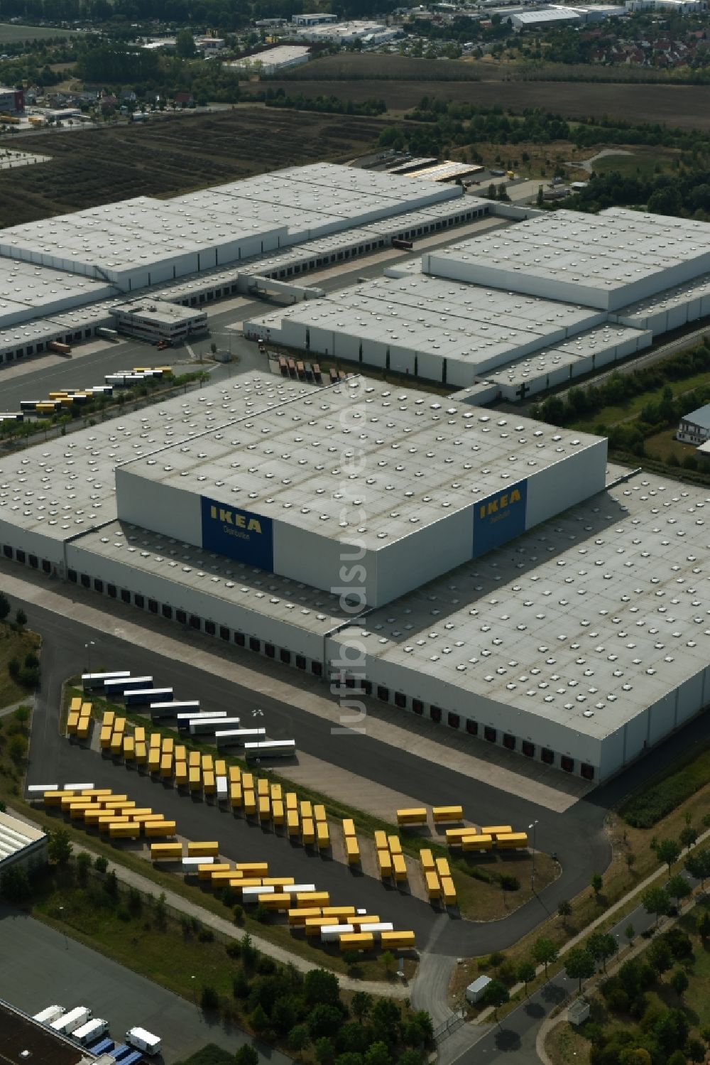 Luftbild Erfurt - Gebäudekomplex und Logistikzentrum auf dem Gelände des IKEA Distribution - Zentrallager In der Langen Else in Erfurt im Bundesland Thüringen