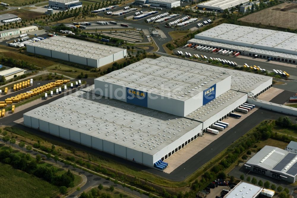 Luftbild Erfurt - Gebäudekomplex und Logistikzentrum auf dem Gelände des IKEA Distribution - Zentrallager In der Langen Else in Erfurt im Bundesland Thüringen