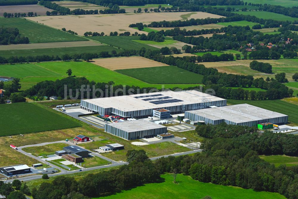 Luftaufnahme Meitze - Gebäudekomplex und Logistikzentrum auf dem Gelände Lekkerland Logistikzentrum in Meitze im Bundesland Niedersachsen, Deutschland