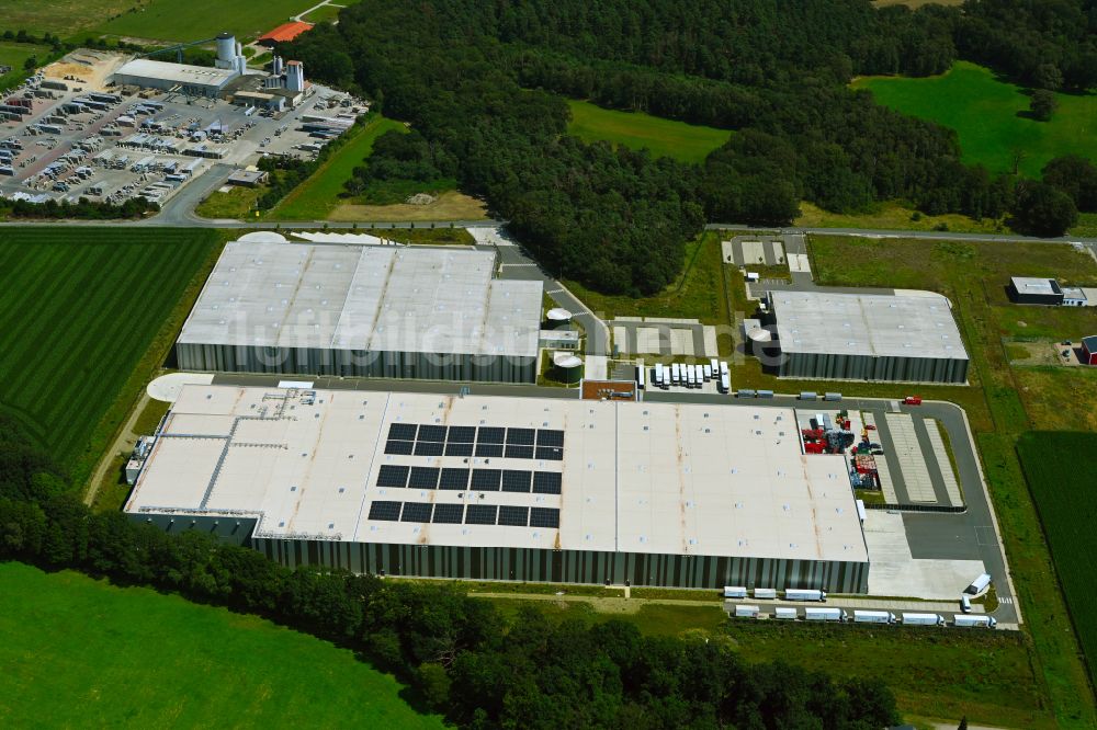 Luftaufnahme Meitze - Gebäudekomplex und Logistikzentrum auf dem Gelände Lekkerland Logistikzentrum in Meitze im Bundesland Niedersachsen, Deutschland