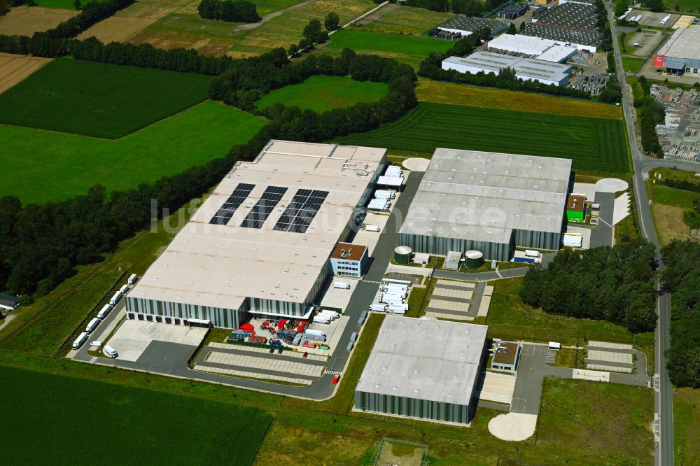 Luftaufnahme Meitze - Gebäudekomplex und Logistikzentrum auf dem Gelände Lekkerland Logistikzentrum in Meitze im Bundesland Niedersachsen, Deutschland