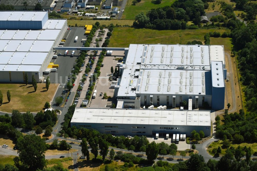 Bad Hersfeld von oben - Gebäudekomplex und Logistikzentrum auf dem Gelände der Libri GmbH in Bad Hersfeld im Bundesland Hessen, Deutschland