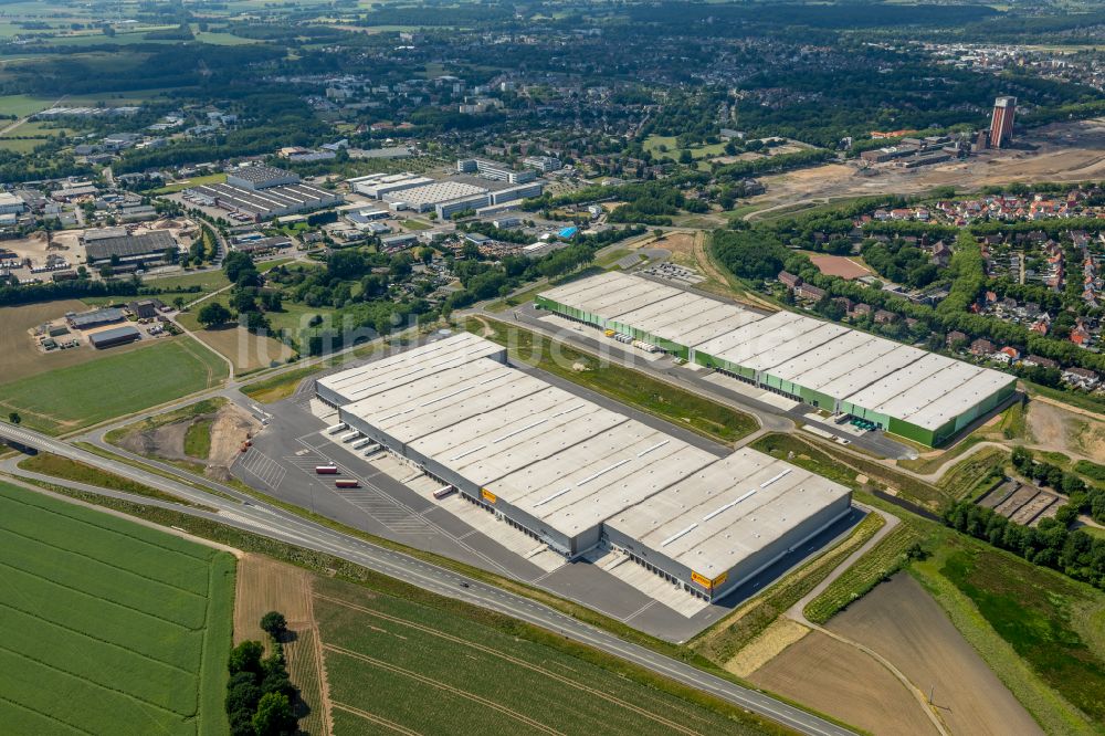 Luftbild Kamp-Lintfort - Gebäudekomplex und Logistikzentrum auf dem Gelände an der Norddeutschlandstraße im Ortsteil Niersenbruch in Kamp-Lintfort im Bundesland Nordrhein-Westfalen, Deutschland