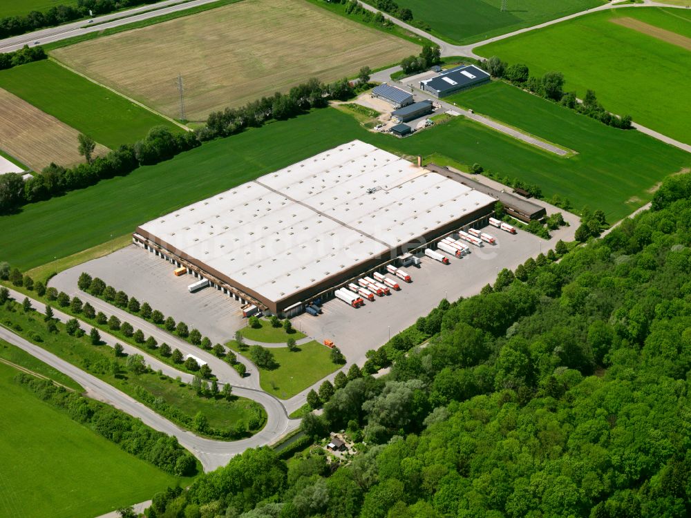 Luftbild Dettingen an der Iller - Gebäudekomplex und Logistikzentrum auf dem Gelände der NORMA Lebensmittelfilialbetrieb Stiftung & Co. KG in Dettingen an der Iller im Bundesland Baden-Württemberg, Deutschland