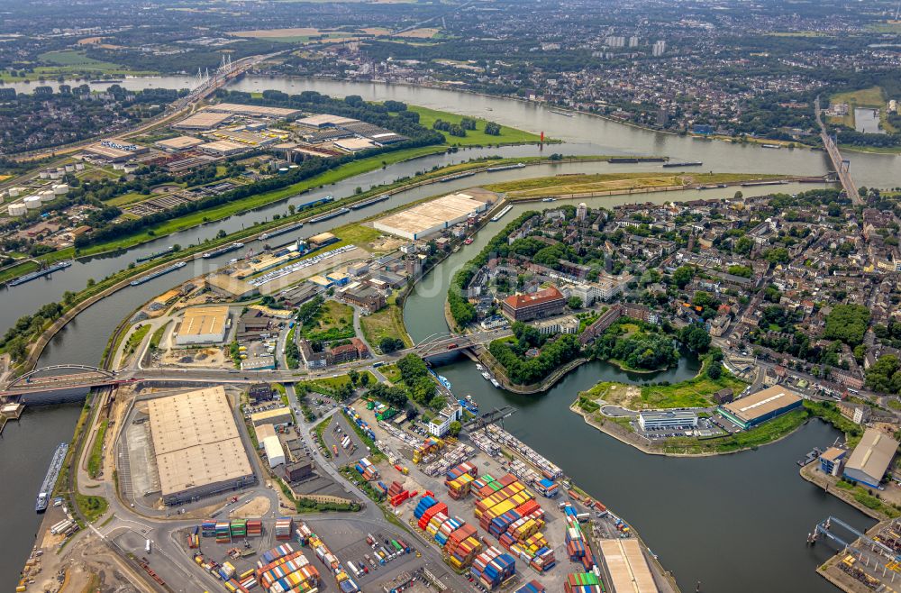 Luftaufnahme Duisburg - Gebäudekomplex und Logistikzentrum auf dem Gelände der Seacon Logistics GmbH und der CTV GmbH Zum Container Terminal - Alte Ruhrorter Straße in Duisburg im Bundesland Nordrhein-Westfalen, Deutschland