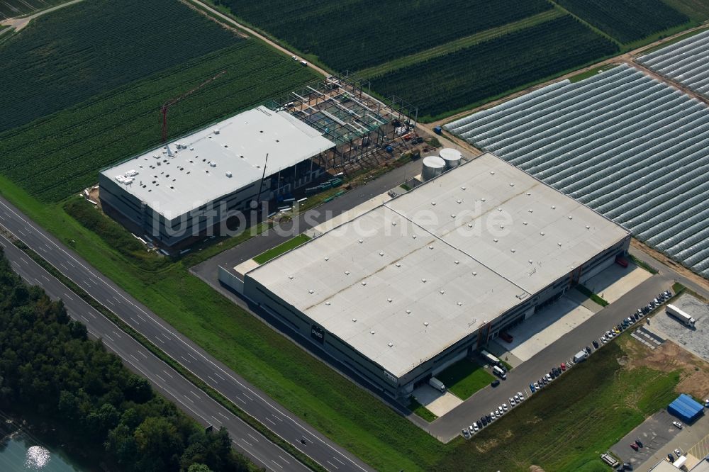 Wesseling aus der Vogelperspektive: Gebäudekomplex und Logistikzentrum auf dem Gelände der Snipes SE im Ortsteil Urfeld in Wesseling im Bundesland Nordrhein-Westfalen, Deutschland