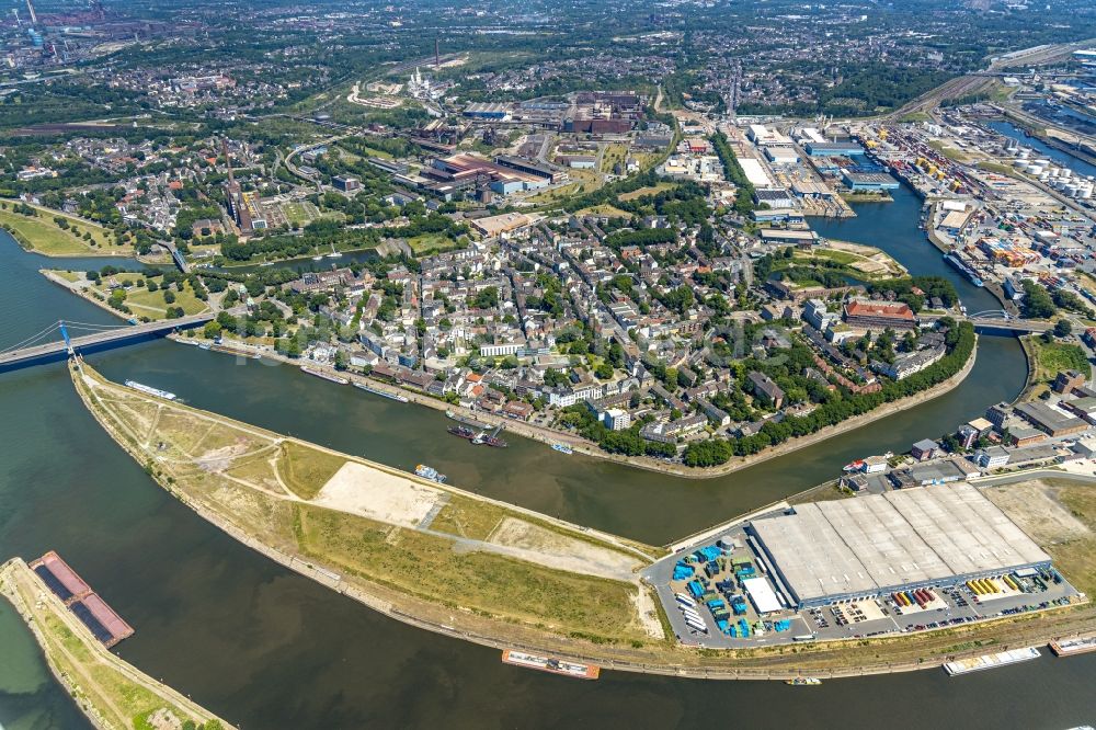 Luftaufnahme Duisburg - Gebäudekomplex und Logistikzentrum auf dem Gelände Speditionsinsel - Vinckweg in Duisburg im Bundesland Nordrhein-Westfalen, Deutschland