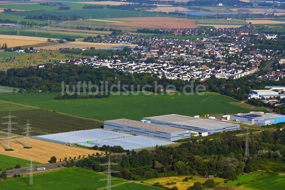 Wesseling von oben - Gebäudekomplex und Logistikzentrum SNIPES Distributionszentrum auf dem Gelände in Wesseling im Bundesland Nordrhein-Westfalen, Deutschland