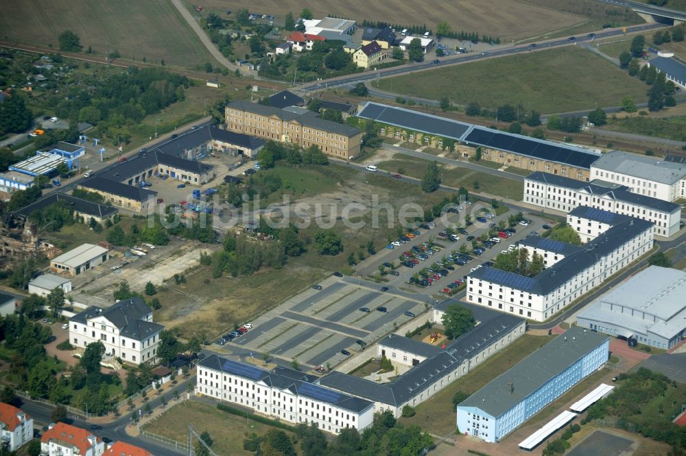 Großenhain von oben - Gebäudekomplex am Remonteplatz in Großenhain im Bundesland Sachsen