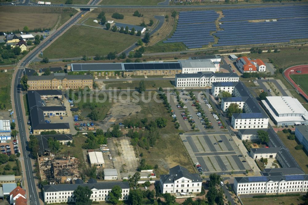 Großenhain von oben - Gebäudekomplex am Remonteplatz in Großenhain im Bundesland Sachsen