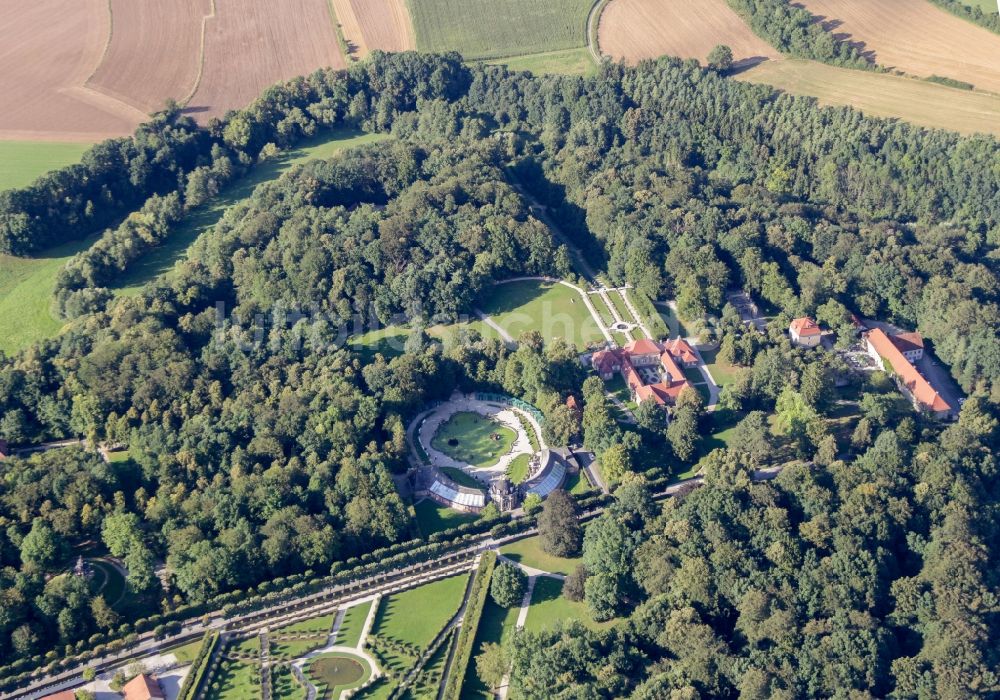 Luftaufnahme Bayreuth - Gebäudekomplex der Schloss- und Parkanlage Eremitage in Bayreuth im Bundesland Bayern