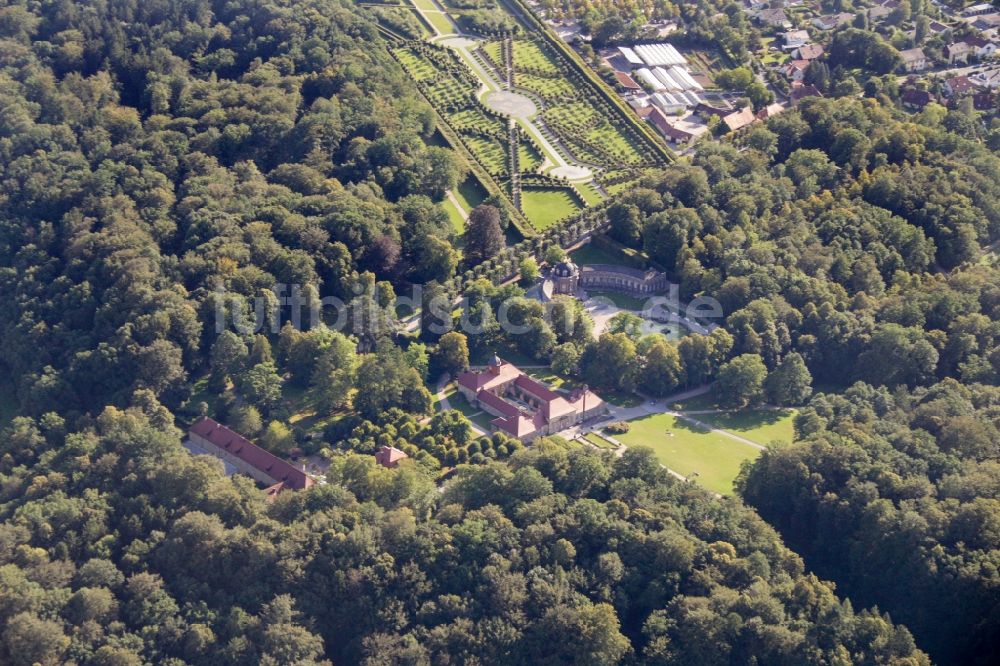 Bayreuth von oben - Gebäudekomplex der Schloss- und Parkanlage Eremitage in Bayreuth im Bundesland Bayern