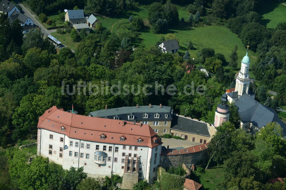 Luftbild Wolkenburg - Gebäudekomplex des Schloß Wolkenburg in Wolkenburg im Bundesland Sachsen