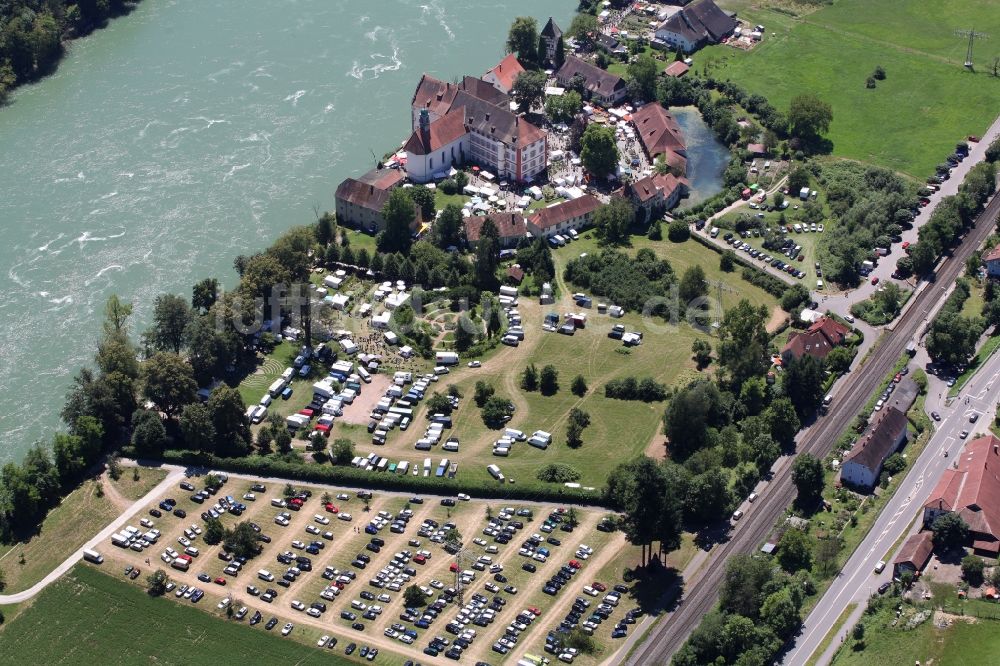 Luftbild Rheinfelden (Baden) - Gebäudekomplex und Schloßpark von Schloß Beuggen in Rheinfelden (Baden) im Bundesland Baden-Württemberg bei der Gartenmesse