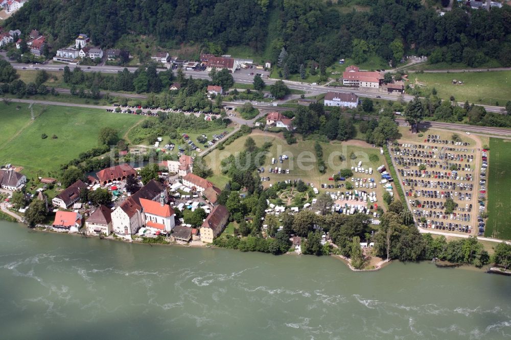 Rheinfelden (Baden) von oben - Gebäudekomplex und Schloßpark von Schloß Beuggen in Rheinfelden (Baden) im Bundesland Baden-Württemberg bei der Gartenmesse