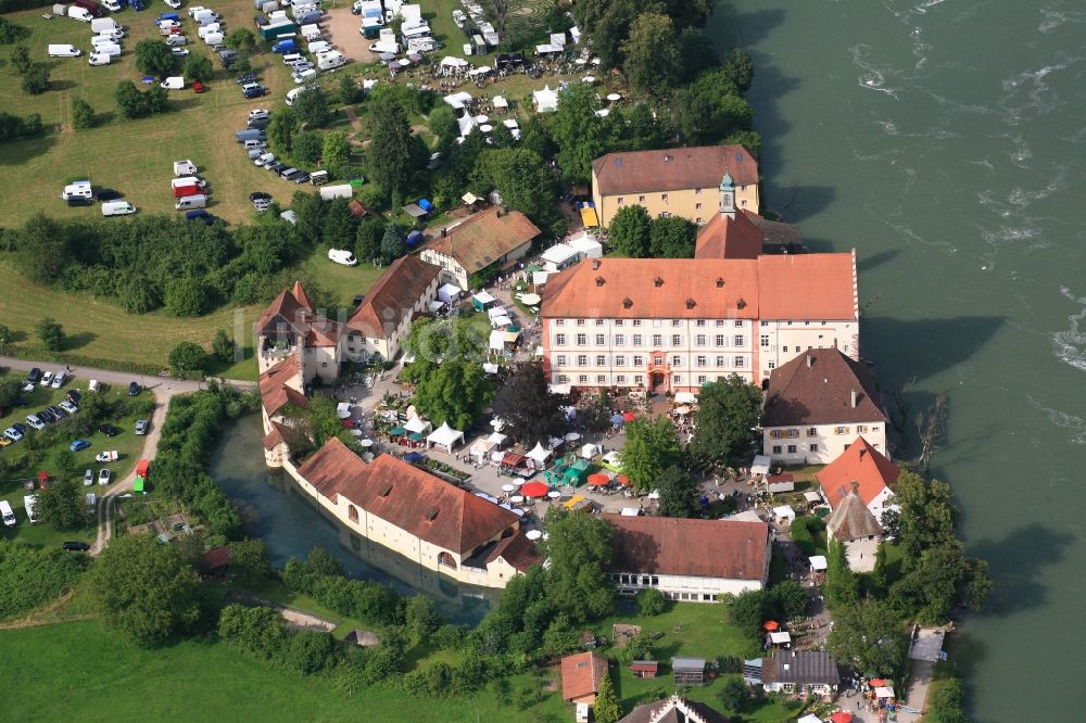 Rheinfelden (Baden) von oben - Gebäudekomplex und Schloßpark von Schloß Beuggen in Rheinfelden (Baden) im Bundesland Baden-Württemberg bei der Gartenmesse