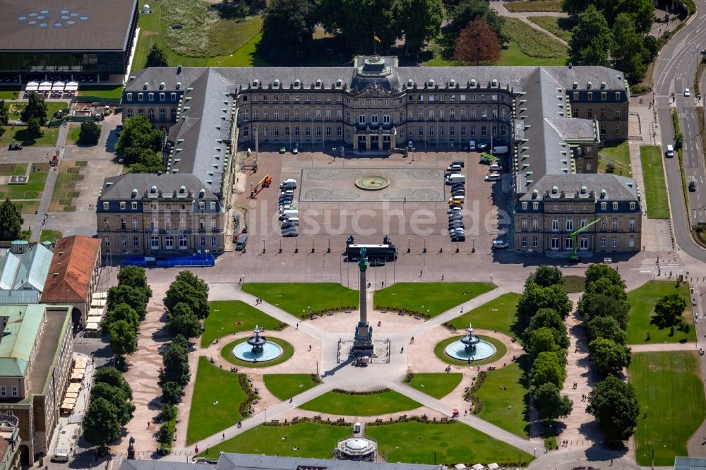 Stuttgart aus der Vogelperspektive: Gebäudekomplex im Schloßpark von Schloß Neues Schloss (Stuttgart) am Schloßplatz im Ortsteil Oberer Schlossgarten in Stuttgart im Bundesland Baden-Württemberg, Deutschland