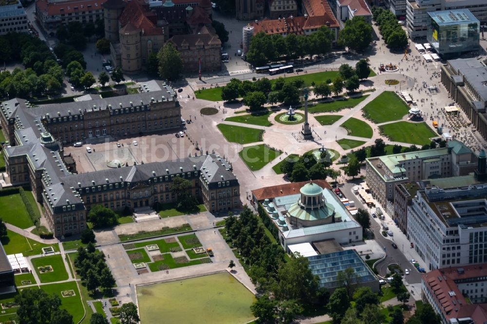 Stuttgart aus der Vogelperspektive: Gebäudekomplex im Schloßpark von Schloß Neues Schloss (Stuttgart) am Schloßplatz im Ortsteil Oberer Schlossgarten in Stuttgart im Bundesland Baden-Württemberg, Deutschland