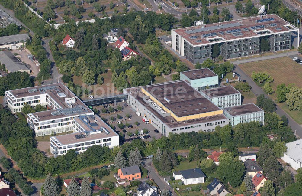 Erfurt von oben - Gebäudekomplex des Senders MDR Thüringen Landesfunkhaus Erfurt in Erfurt im Bundesland Thüringen, Deutschland