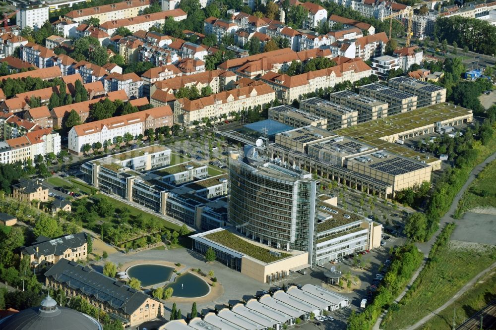 Luftbild Leipzig - Gebäudekomplex des Senders Mitteldeutscher Rundfunk an der Kantstraße im Ortsteil Süd in Leipzig im Bundesland Sachsen