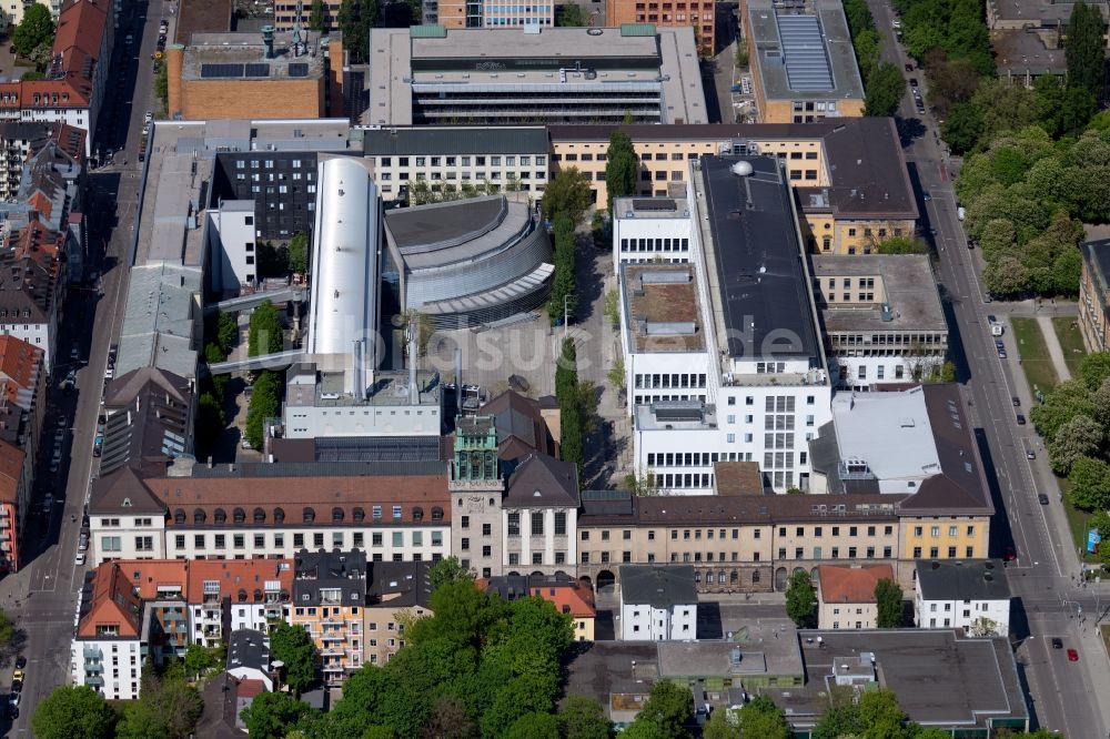 Luftaufnahme München - Gebäudekomplex der Technischen Universität in München im Bundesland Bayern, Deutschland