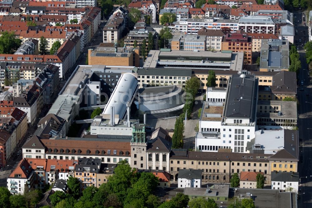 München aus der Vogelperspektive: Gebäudekomplex der Technischen Universität in München im Bundesland Bayern, Deutschland