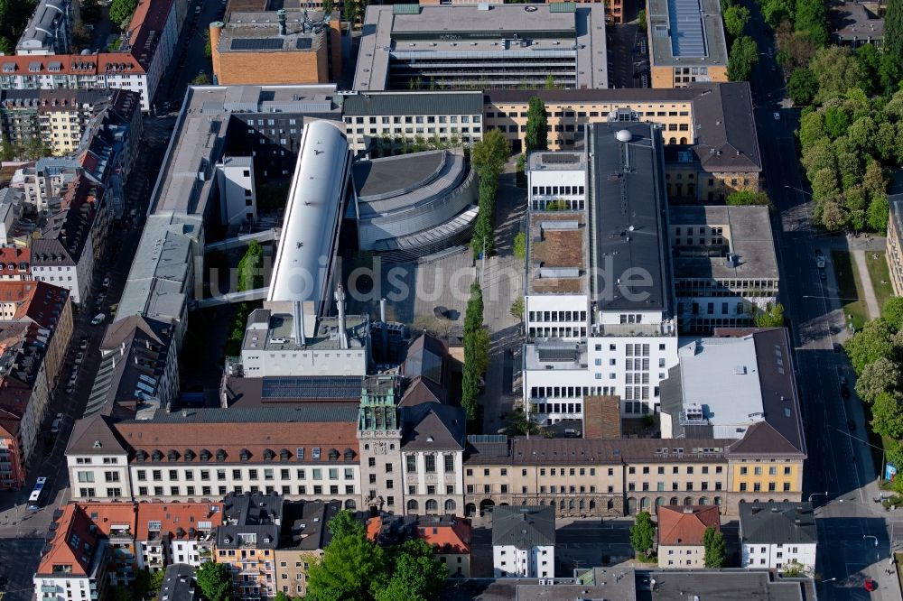 München von oben - Gebäudekomplex der Technischen Universität in München im Bundesland Bayern, Deutschland