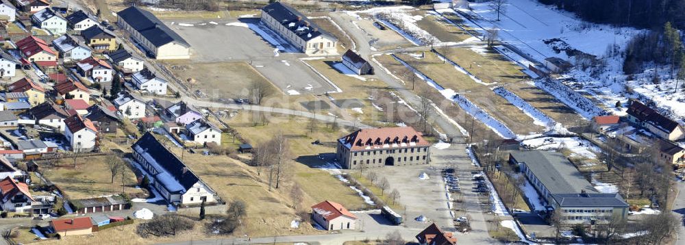 Flossenbürg von oben - Gedenkstätte des Konzentrationslager Flossenbürg ( KZ Flossenbürg) im Oberpfälzer Wald in Bayern