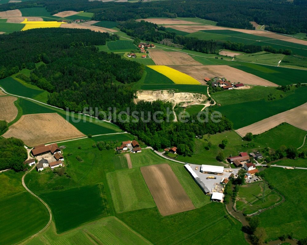 Holzham von oben - Gehöft und Bauernhof in Holzham im Bundesland Bayern, Deutschland