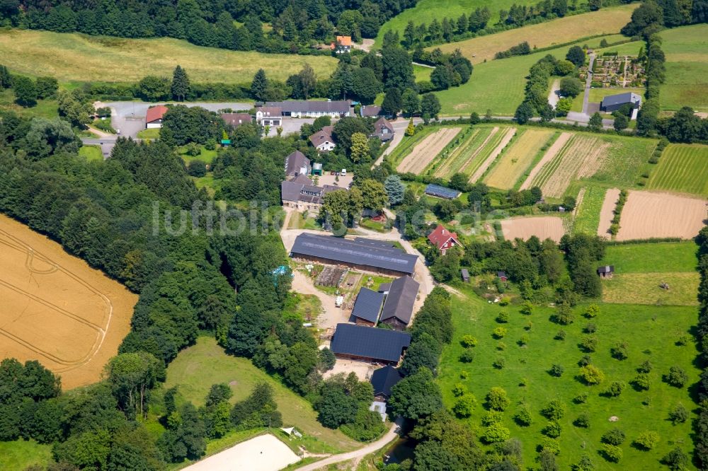 Luftaufnahme Niederelfringhausen - Gehöft des Bauernhofes Gut Marienhof am Rand von bestellten Feldern in Niederelfringhausen im Bundesland Nordrhein-Westfalen