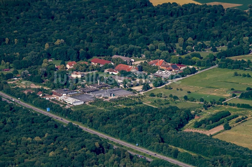 Luftaufnahme Freiburg im Breisgau - Gehöft eines Bauernhofes Mundenhof in Freiburg im Breisgau im Bundesland Baden-Württemberg, Deutschland